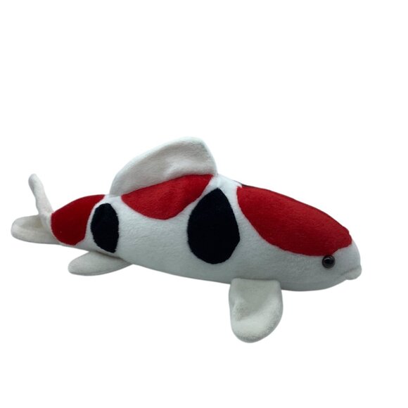 Koi Fish Plush Stuffed Toy 15” Red Black Spots Realistic Nishikigoi Carp - Picture 1 of 4